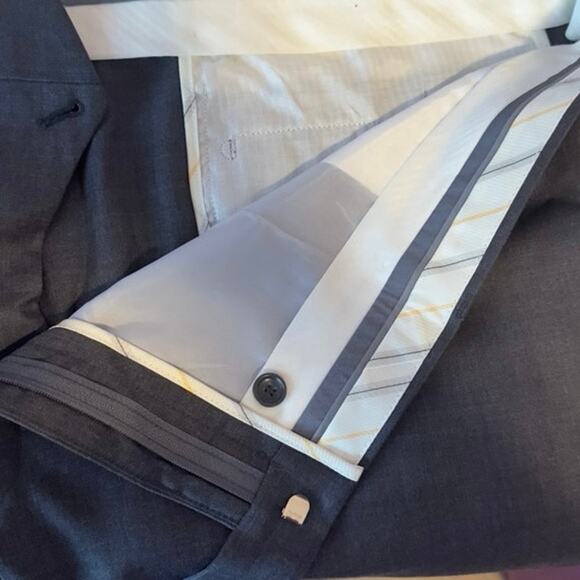 NWT Mantoni Men’s No Pleat Unhemmed Dress Pants Size 46R 100% Wool Gray Office - Picture 11 of 11